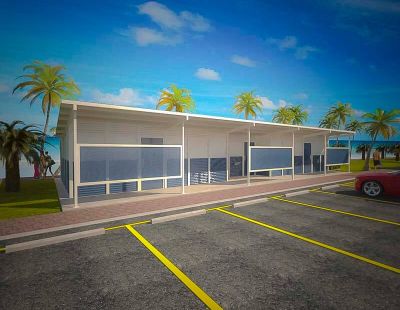 Whitehaven Large Multi Amenity Toilet Building with Deep Ocean and Surf Mist colour scheme